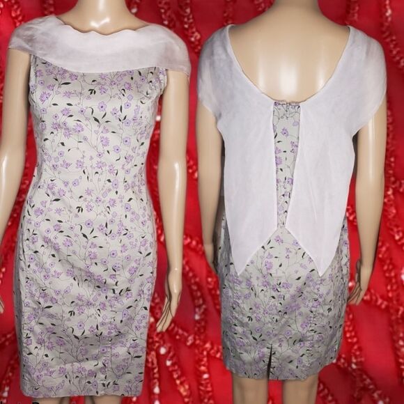 Vintage lavender floral print midi dress by Bellum - Picture 1 of 11